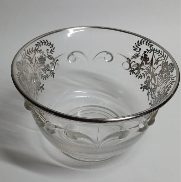 Vintage  Silver Overlay Glass Candy Dish - Picture 4 of 4